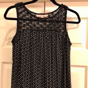 Loft Lace Navy Sleeveless Blouse